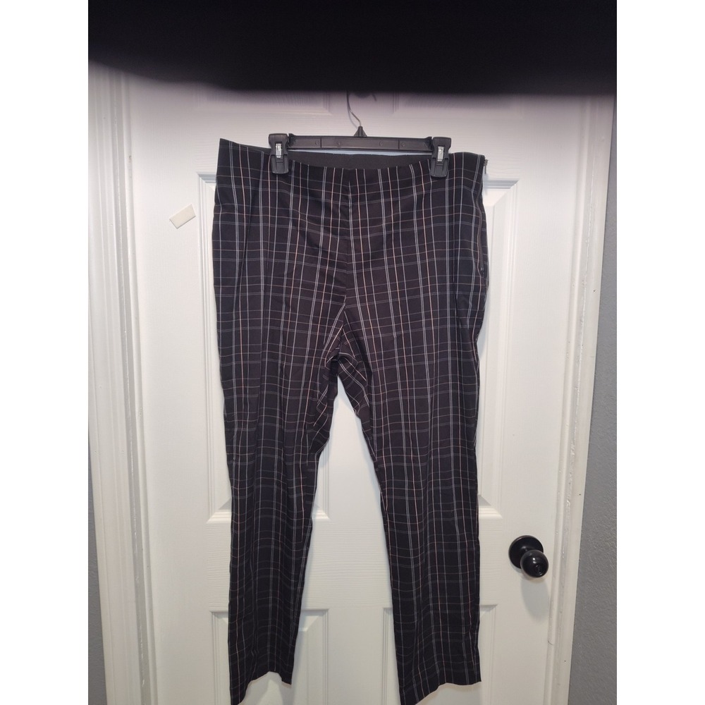 A New Day Women's Size 16 Black Window Pane Plaid Side Zip Skinny Pants